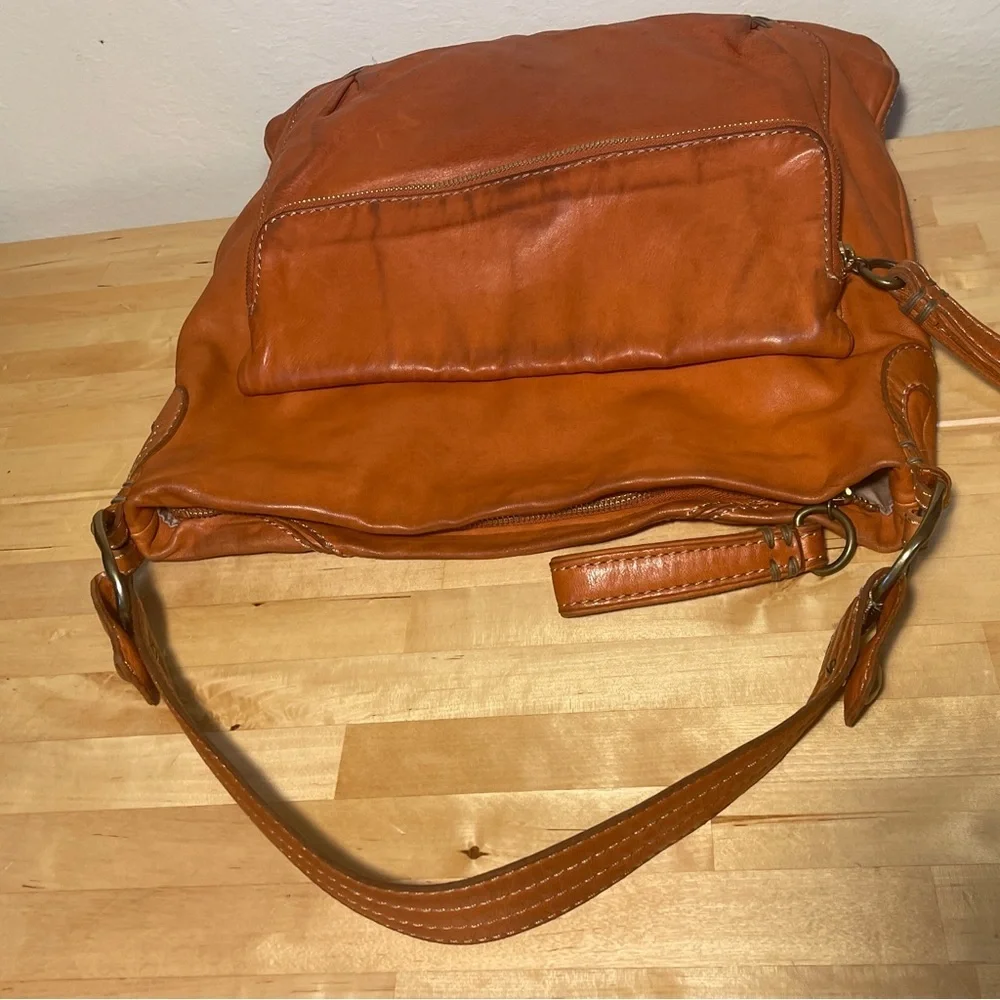 49 Square Miles Orange Leather Hobo Bag Soft Leather Shoulder Purse Artisan Hand